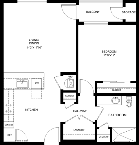 a floor plan of a house with a bedroom and a living room